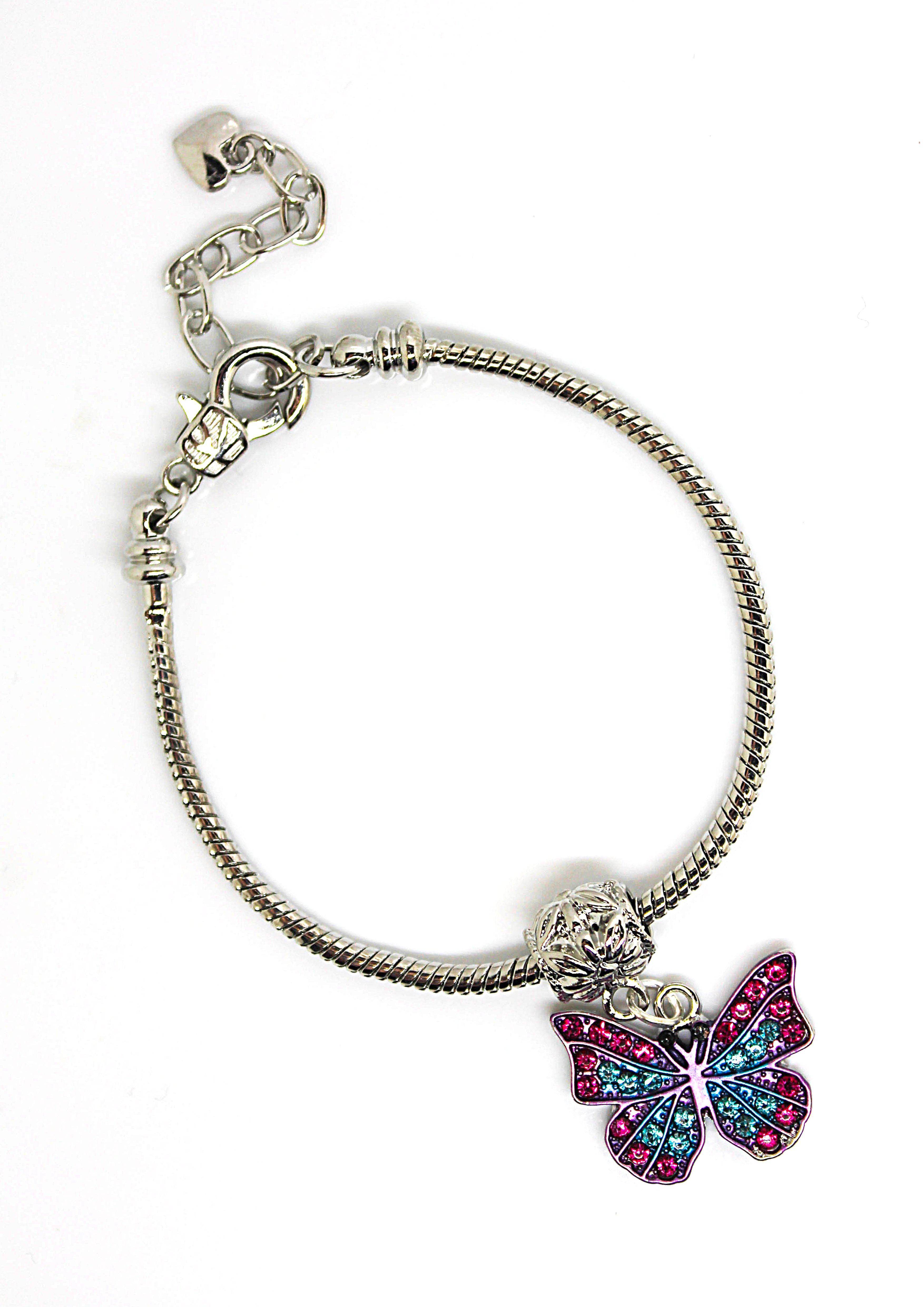 Butterfly - Pink & Blue - Charm Bracelet - Jungle Jewels