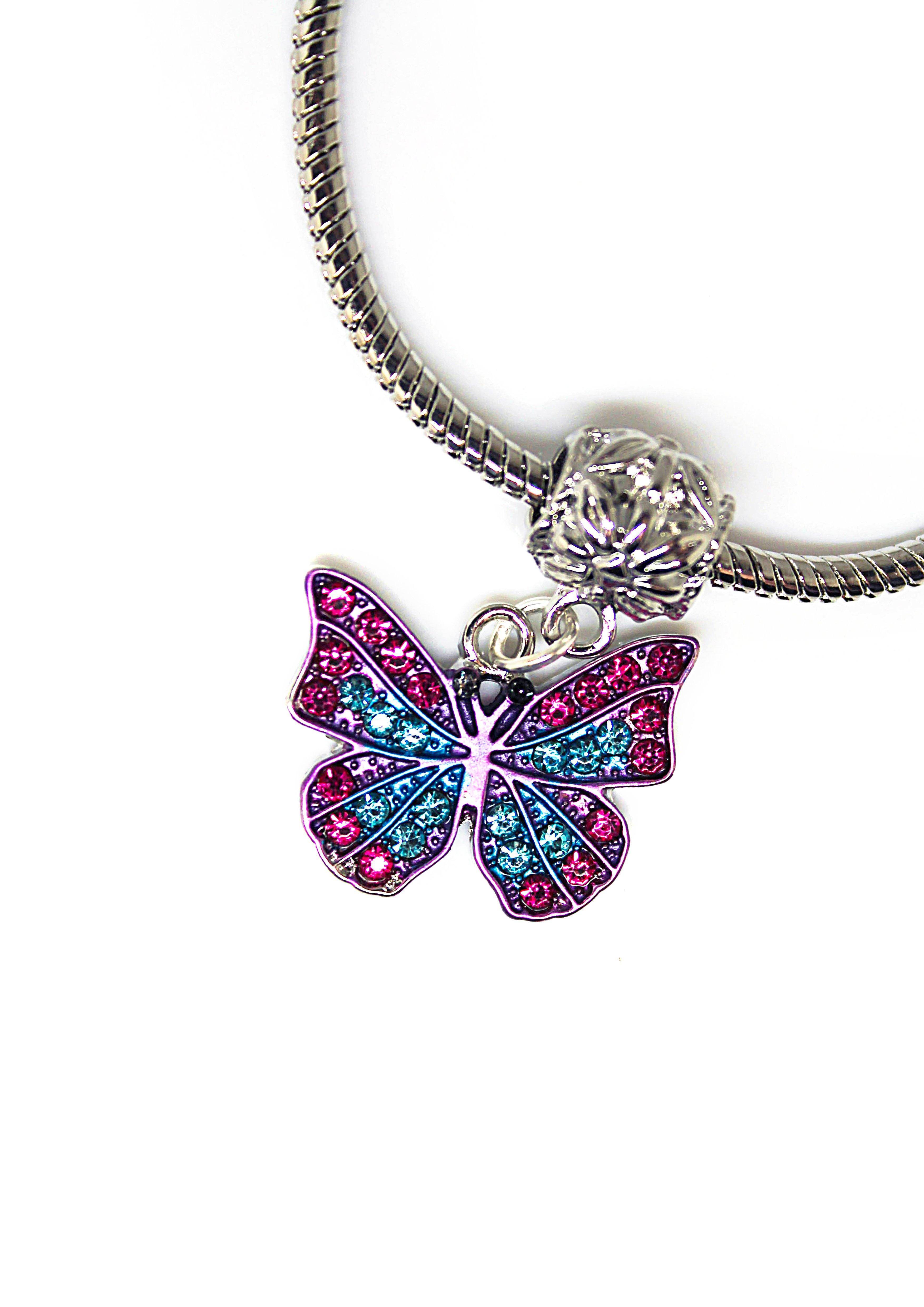 Butterfly - Pink & Blue - Charm Bracelet - Jungle Jewels