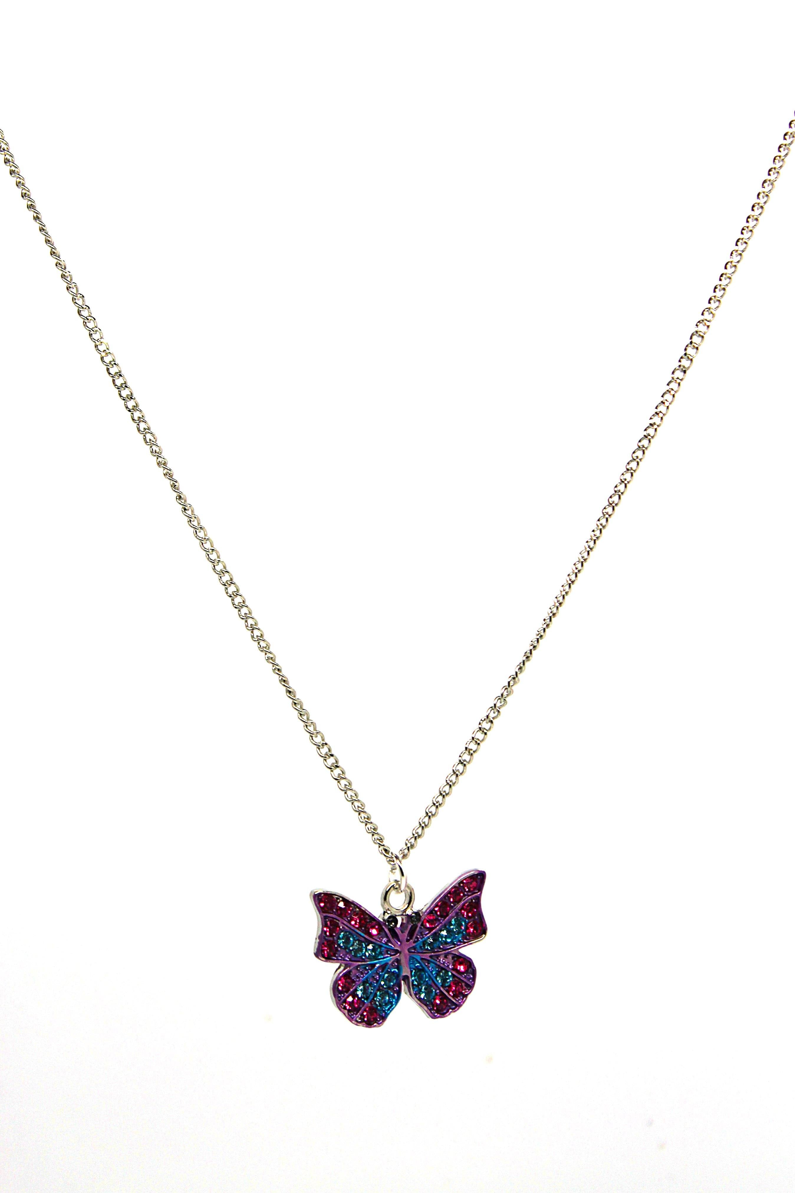 Butterfly - Pink & Blue -  Necklace - Jungle Jewels