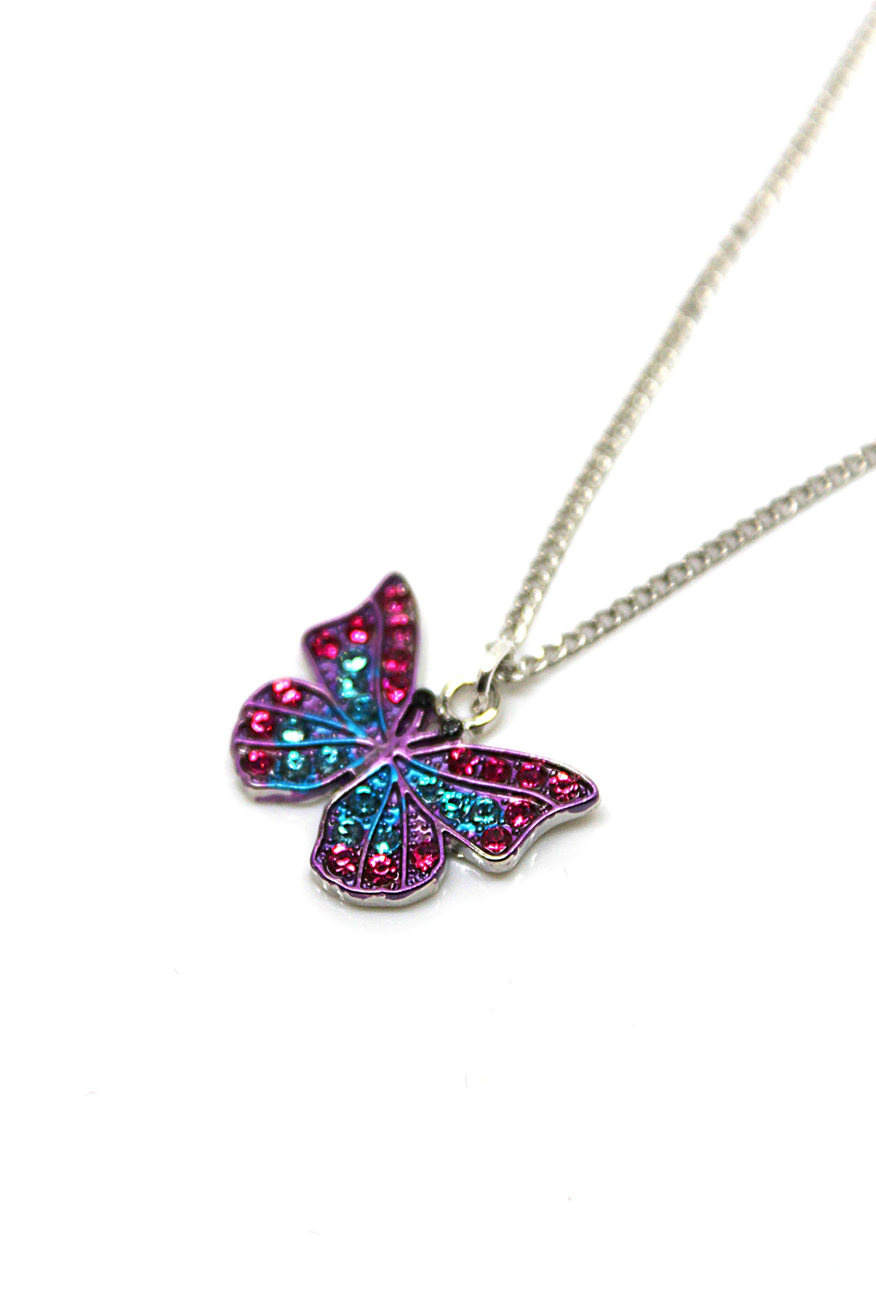 Butterfly - Pink & Blue -  Necklace - Jungle Jewels