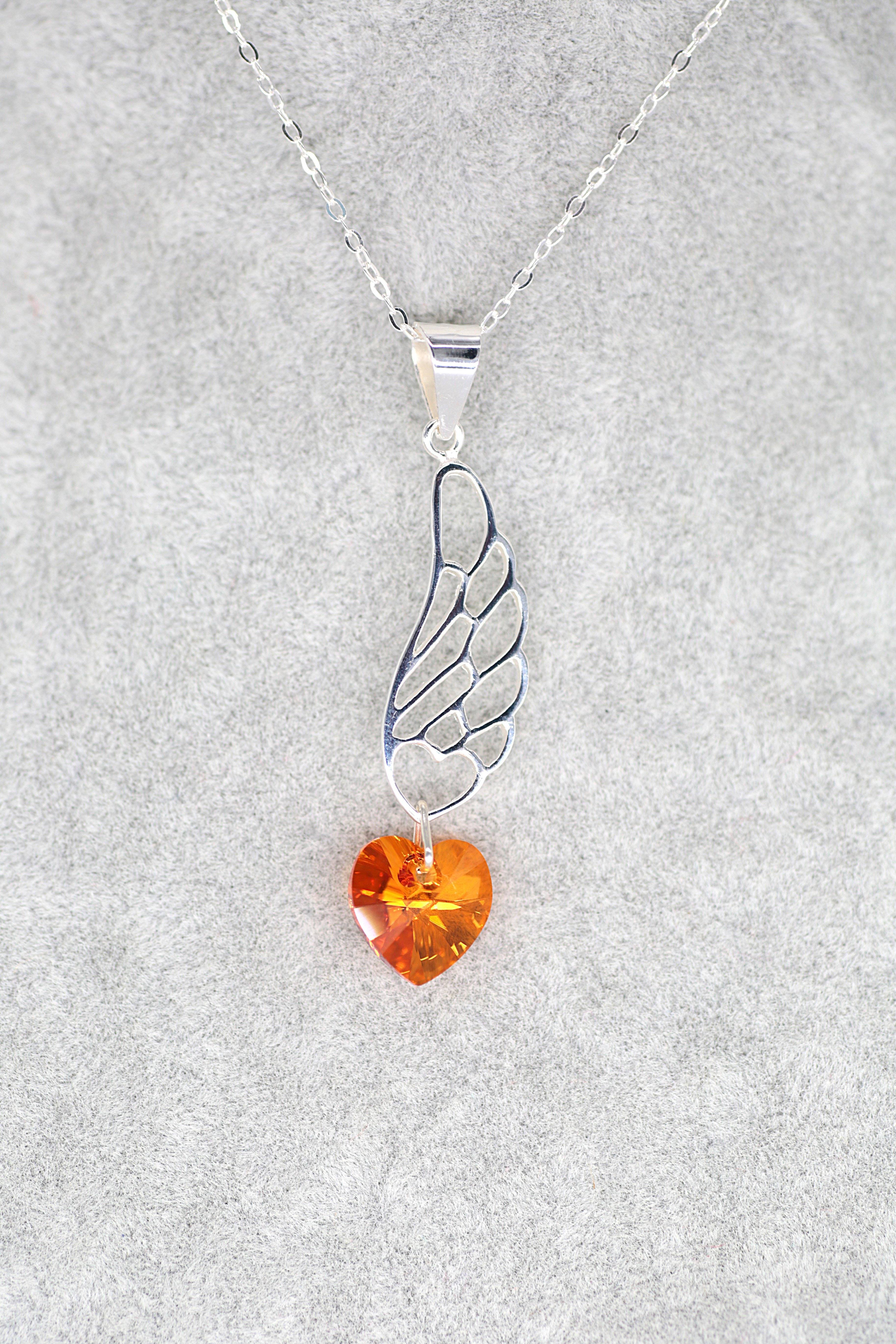 November Heart Winged Pendant - Jungle Jewels