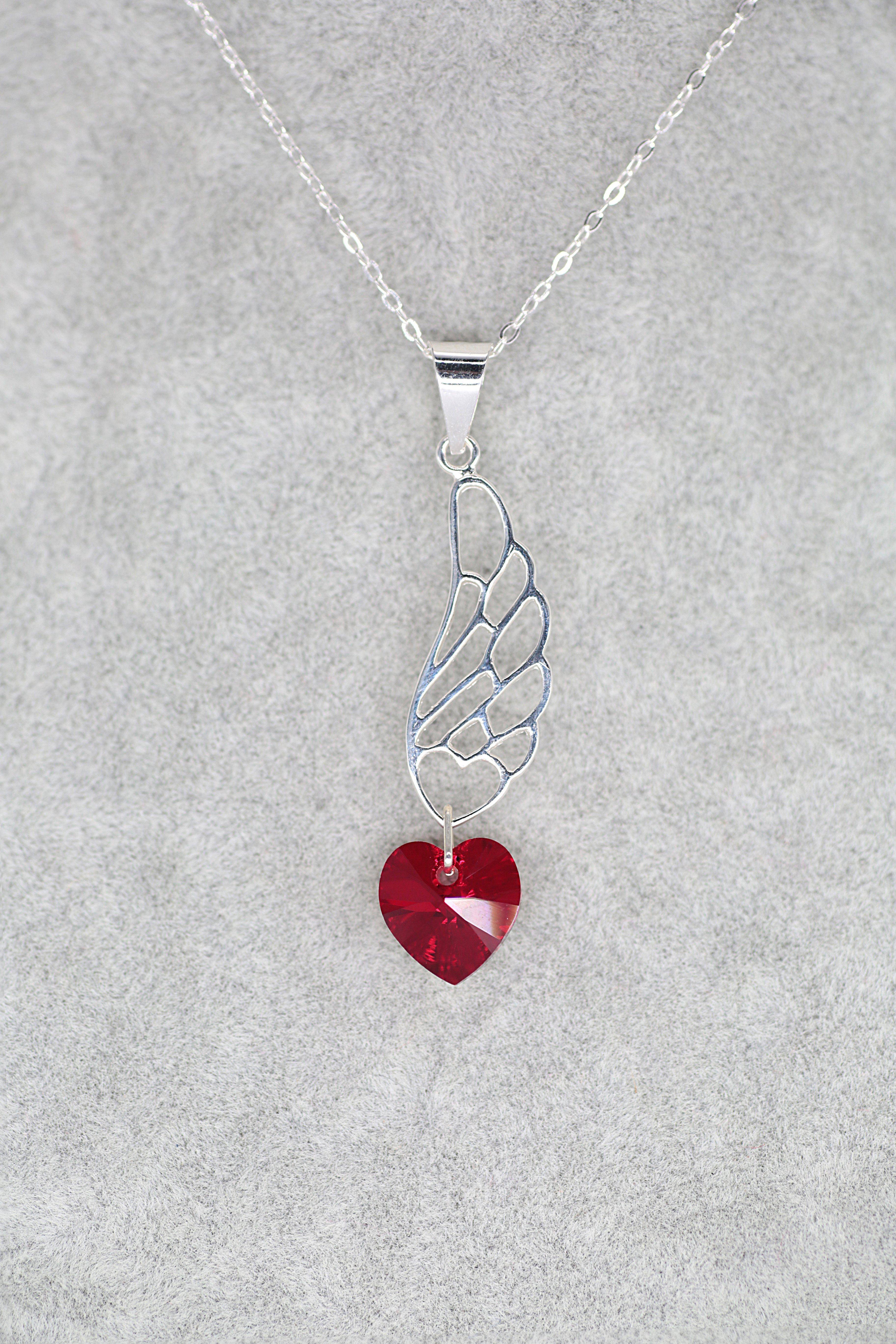 January Heart Winged Pendant - Jungle Jewels