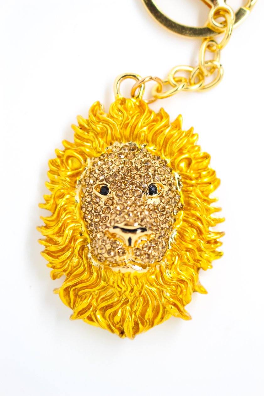 Lion Head Keyring Gold - Jungle Jewels