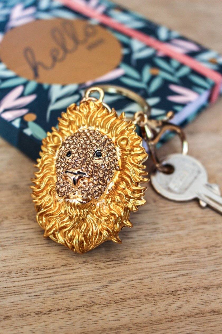 Lion Head Keyring Gold - Jungle Jewels