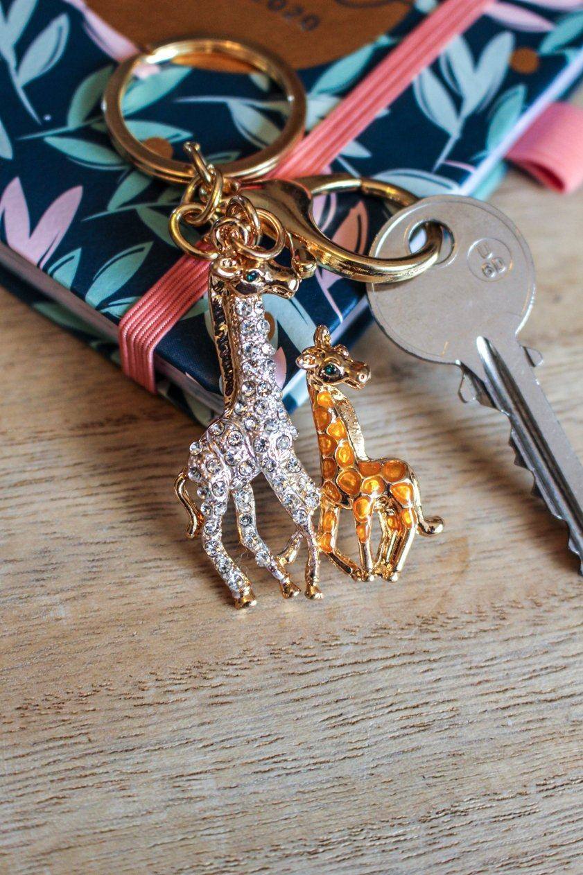 Giraffe Mom & Baby Keyring - Jungle Jewels