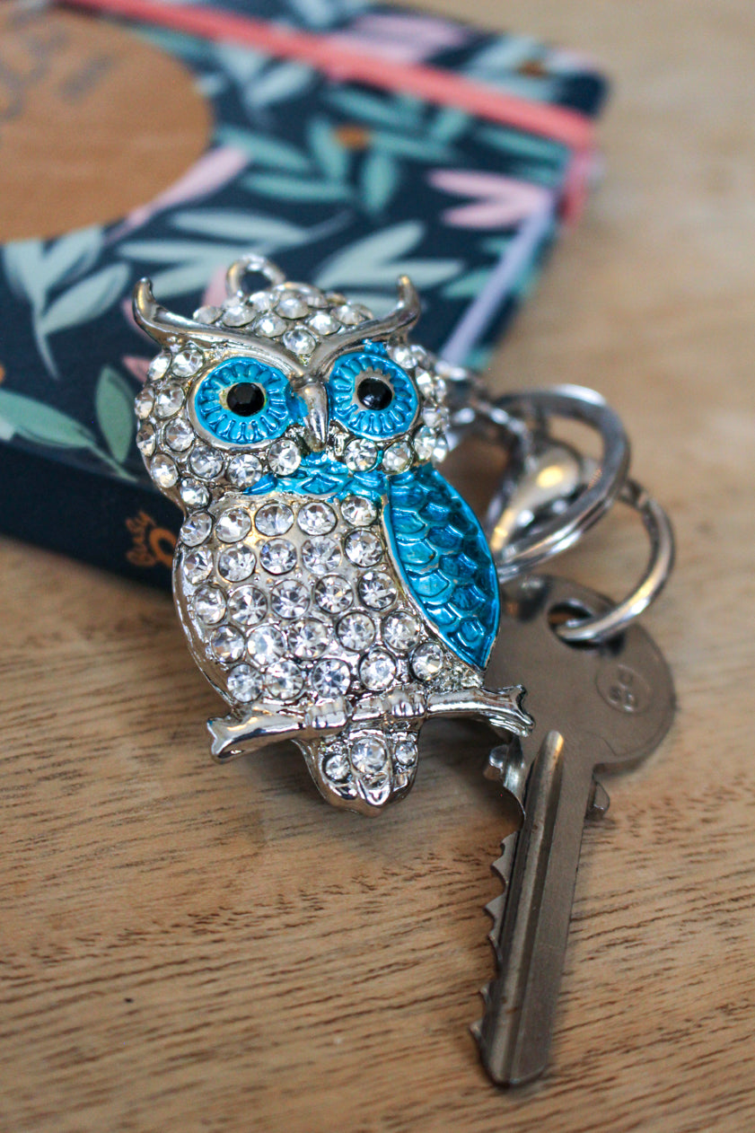 Owl Keyring Blue