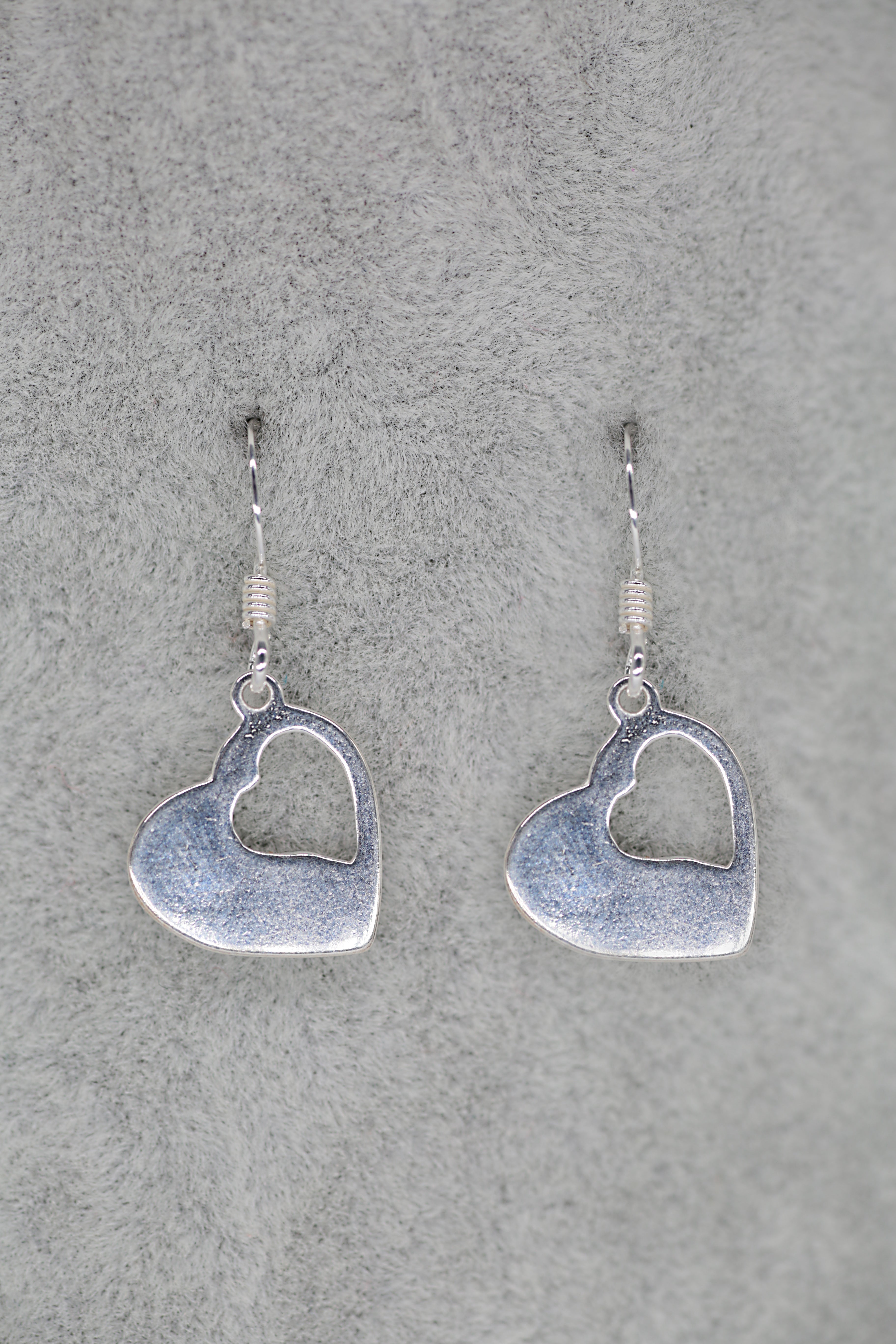 Heart Cut Out Earrings Sterling Silver