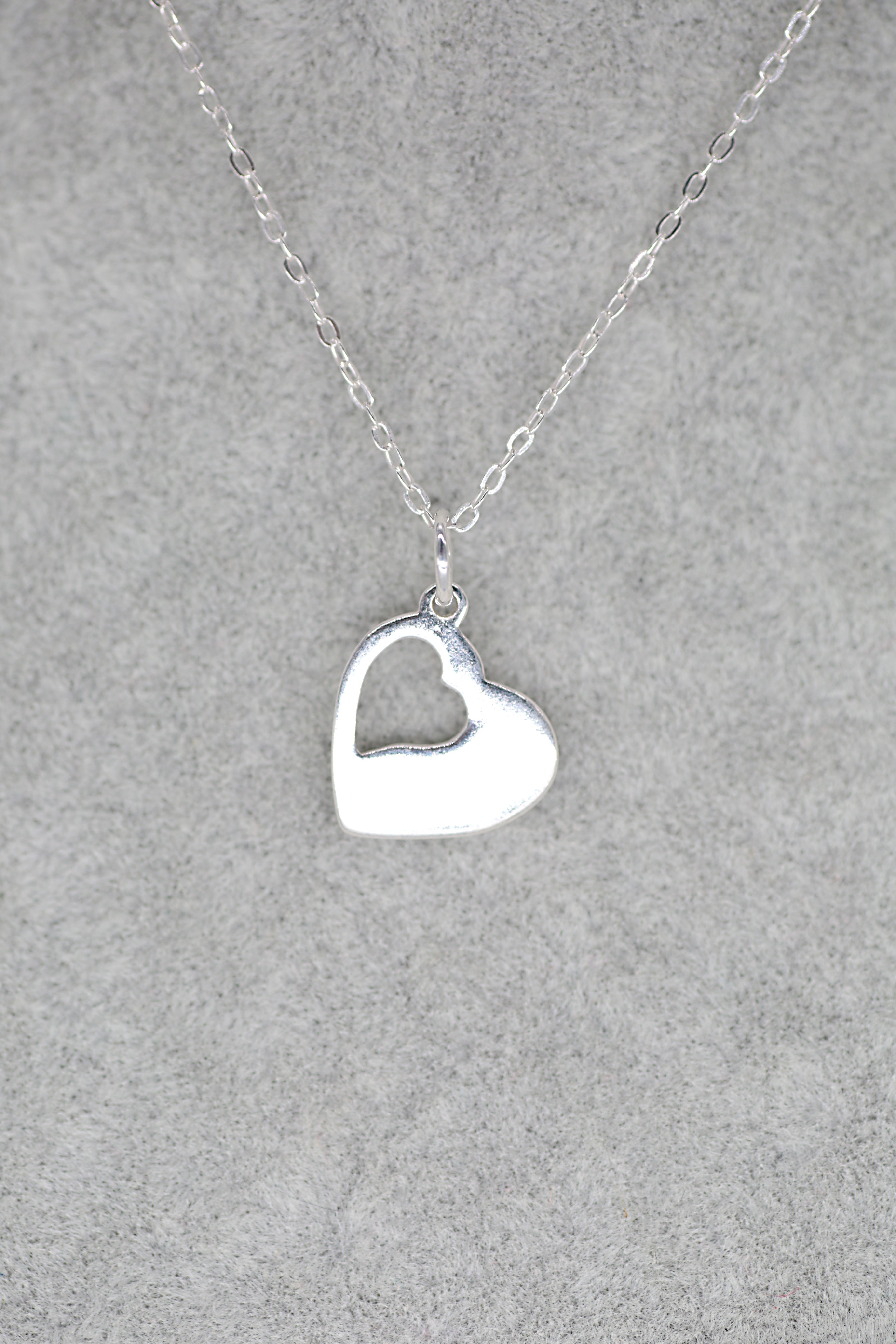 Heart Cut Out Pendant Sterling Silver