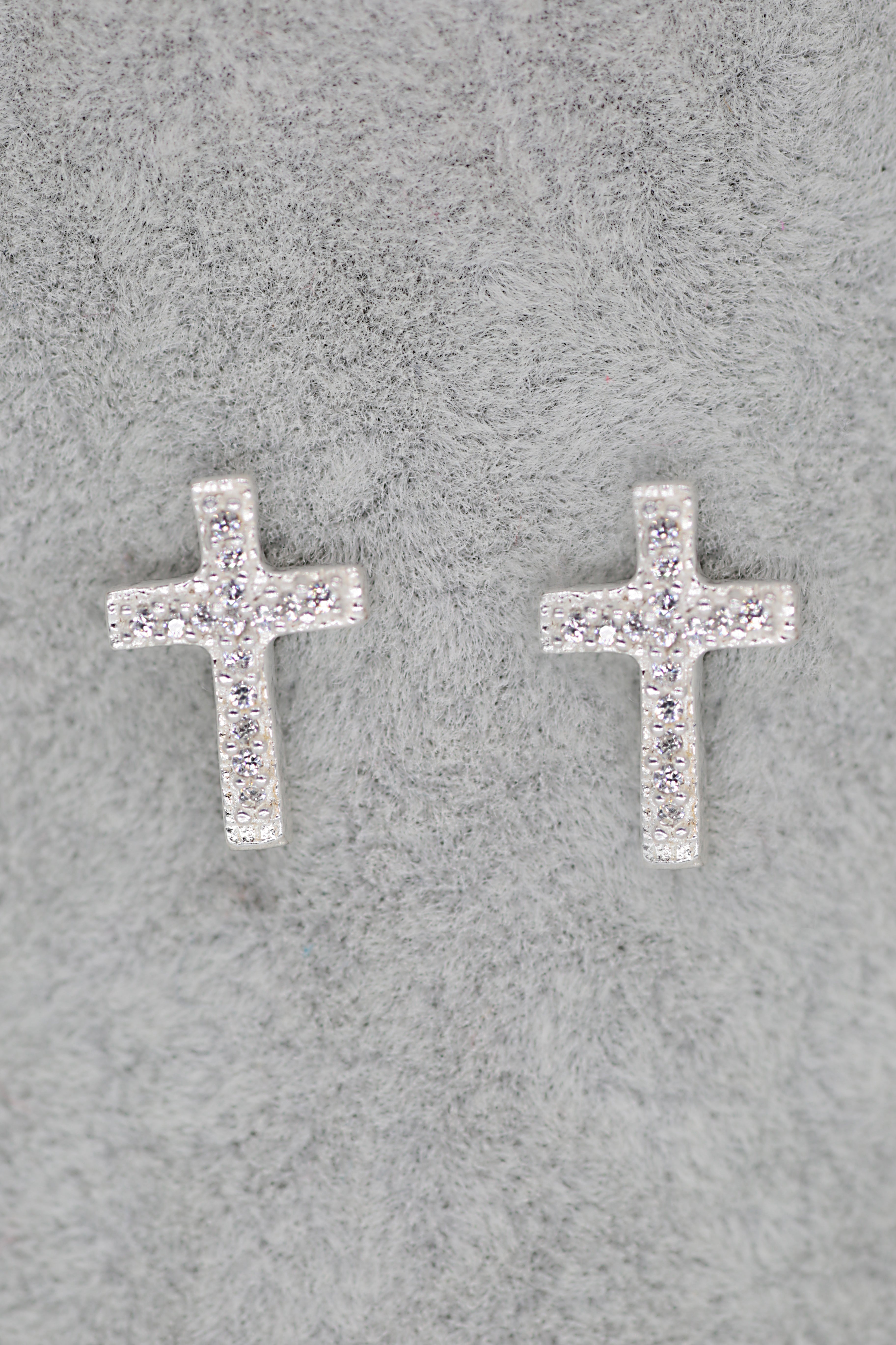 Cross Stud Earrings Sterling Silver