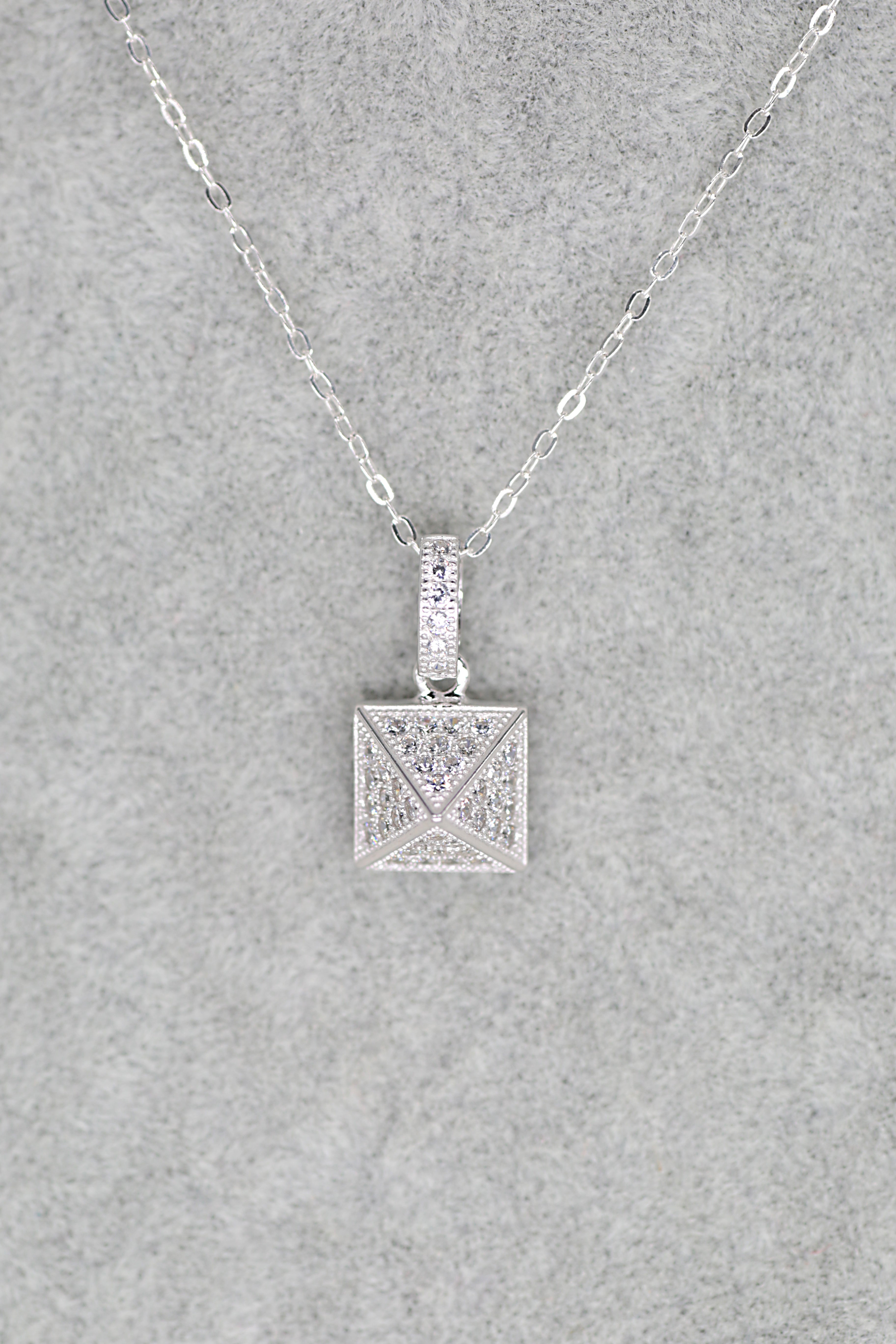 Square Pyramid Pendant Sterling Silver