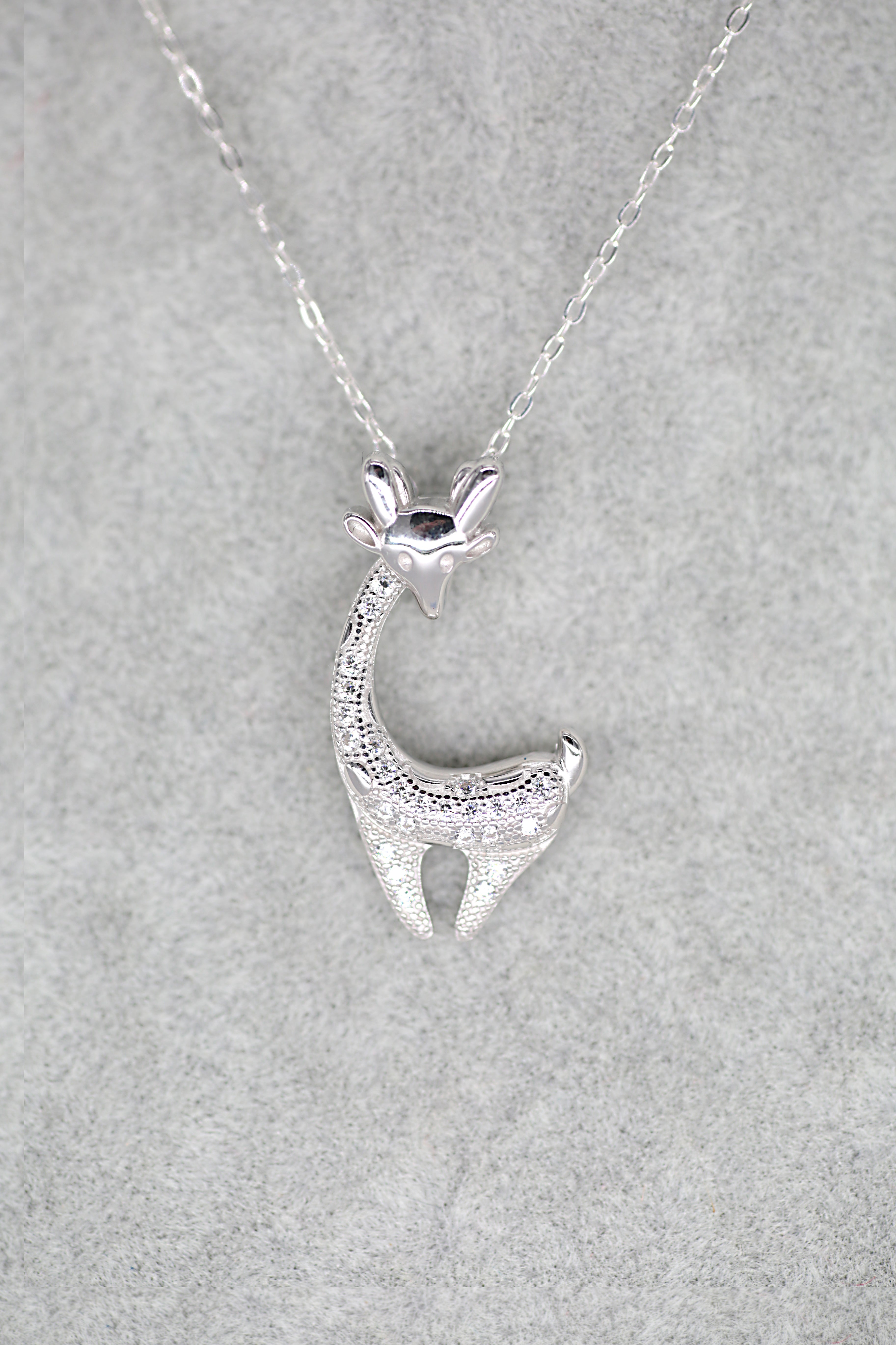 Giraffe Crystal Pendant Sterling Silver