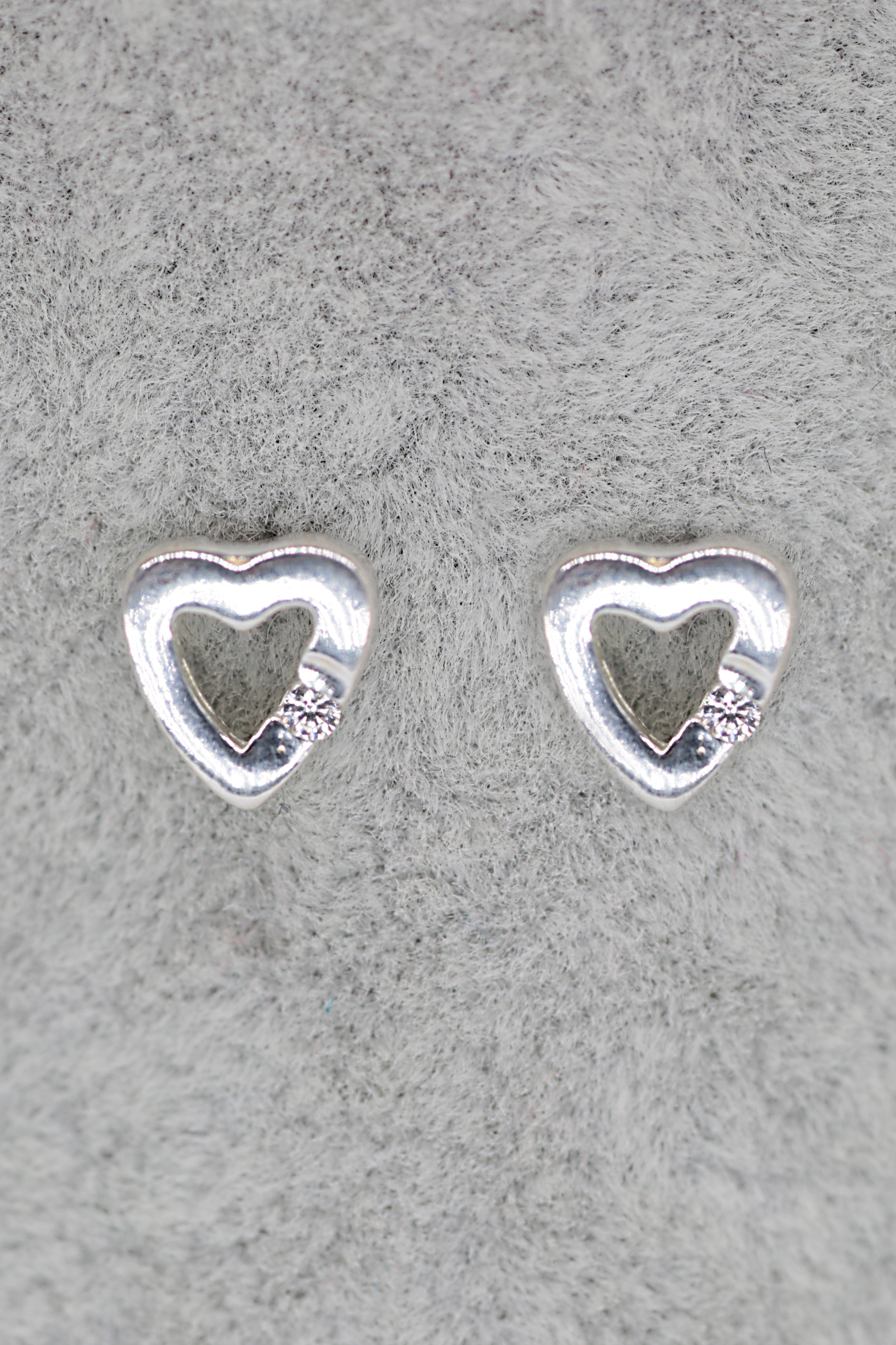 Heart Stud Earrings Sterling Silver