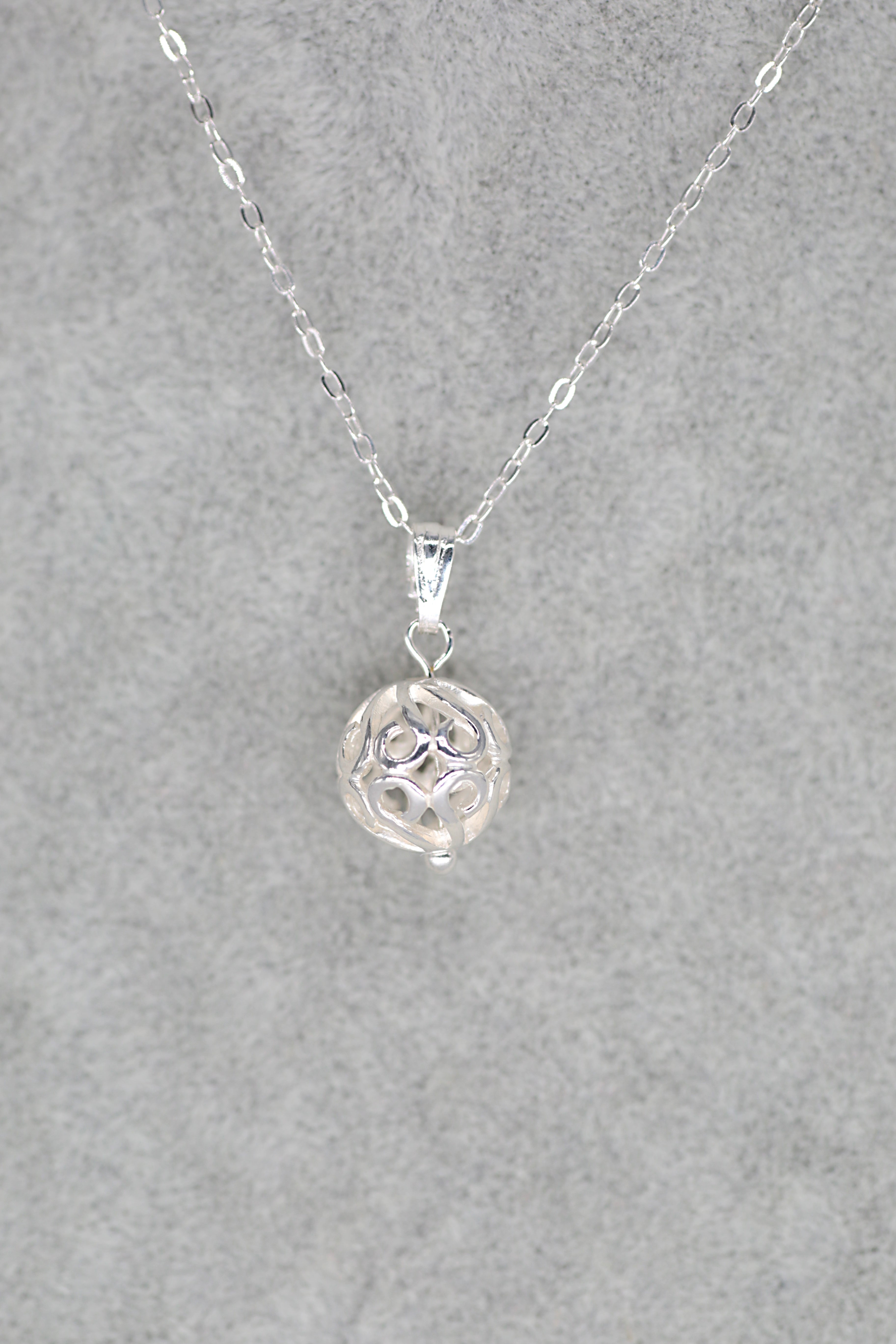 Round Filigree Bead Pendant Sterling Silver