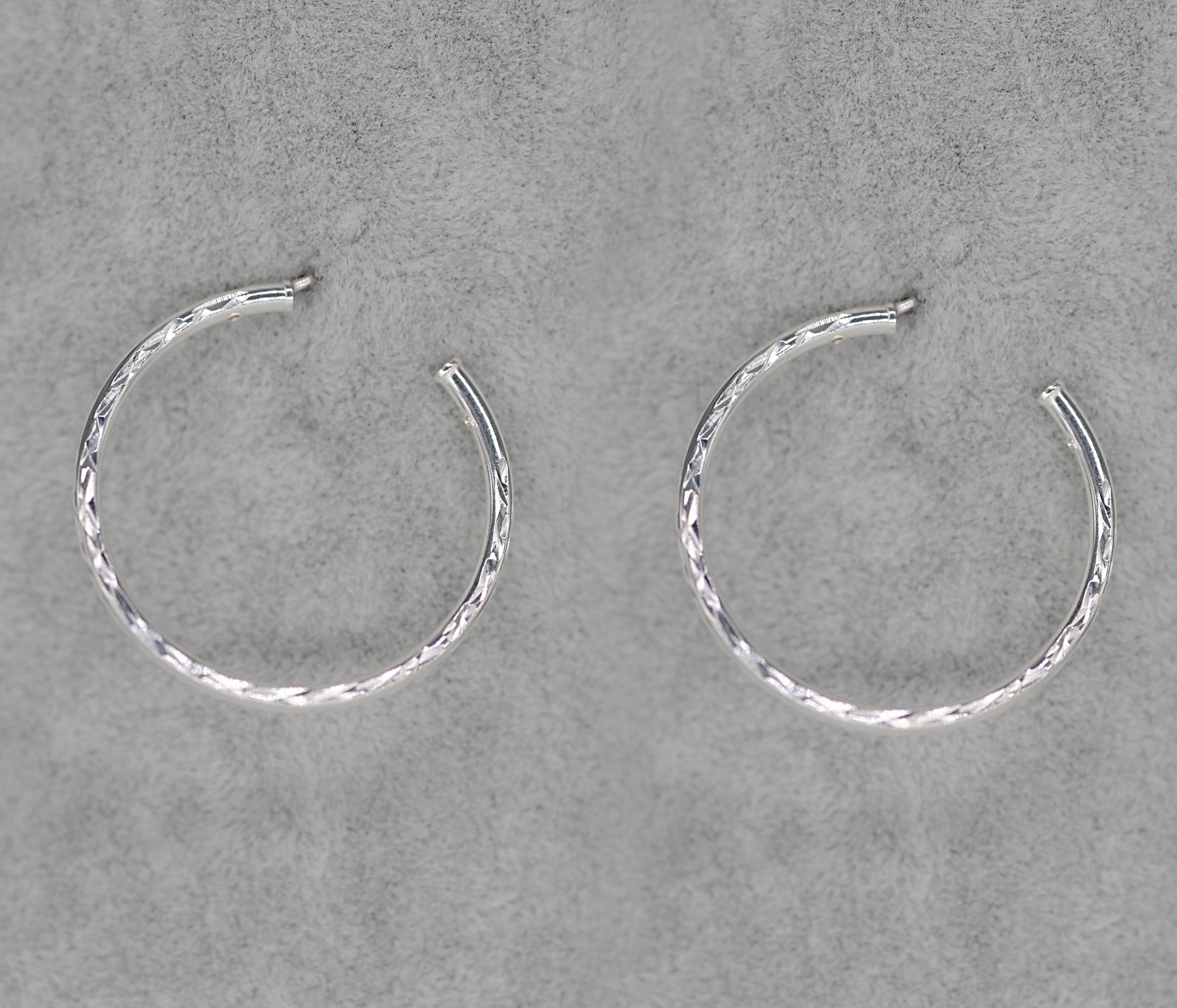 Round Hoop Earrings Sterling Silver