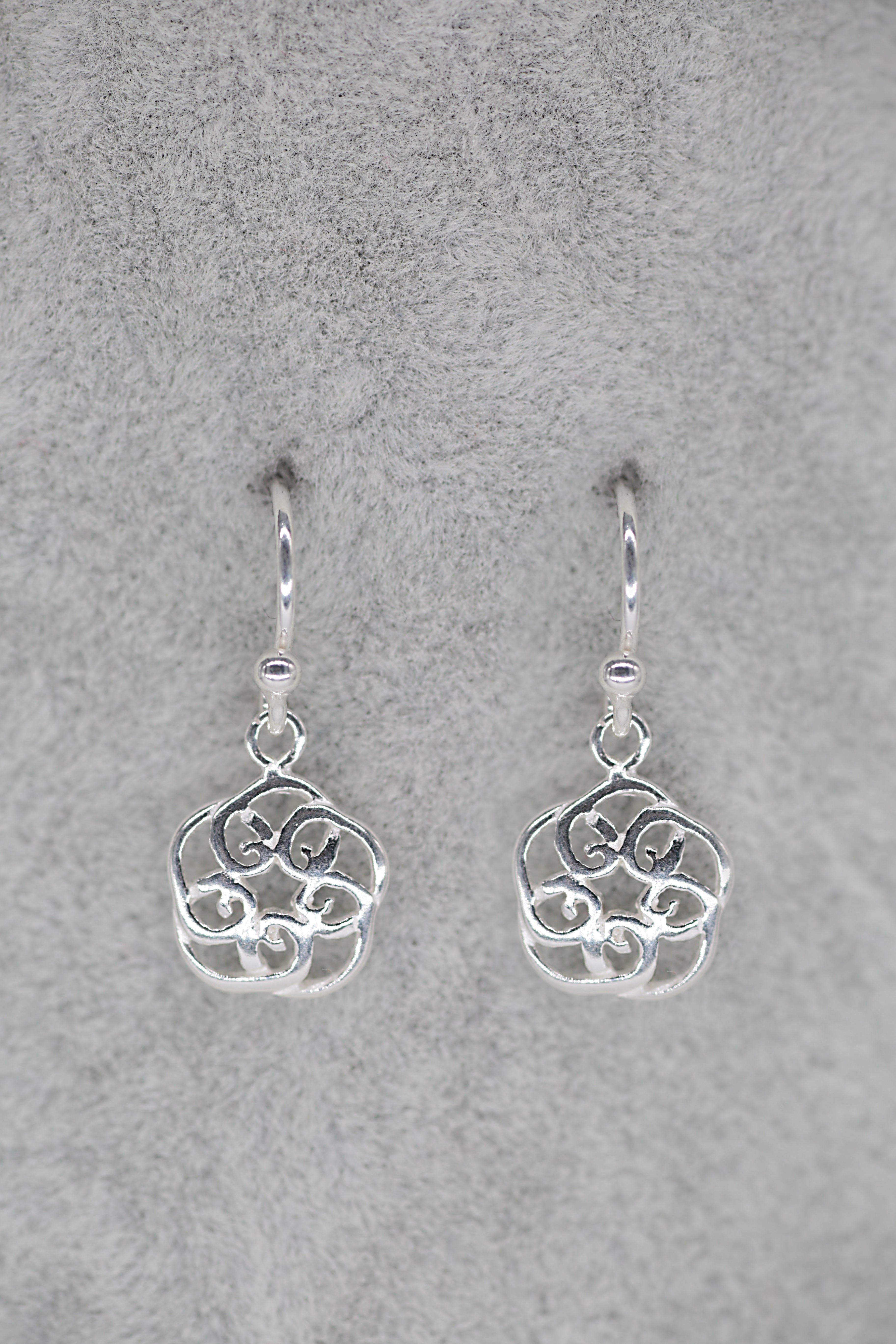 Flower Celtic Earrings Sterling Silver