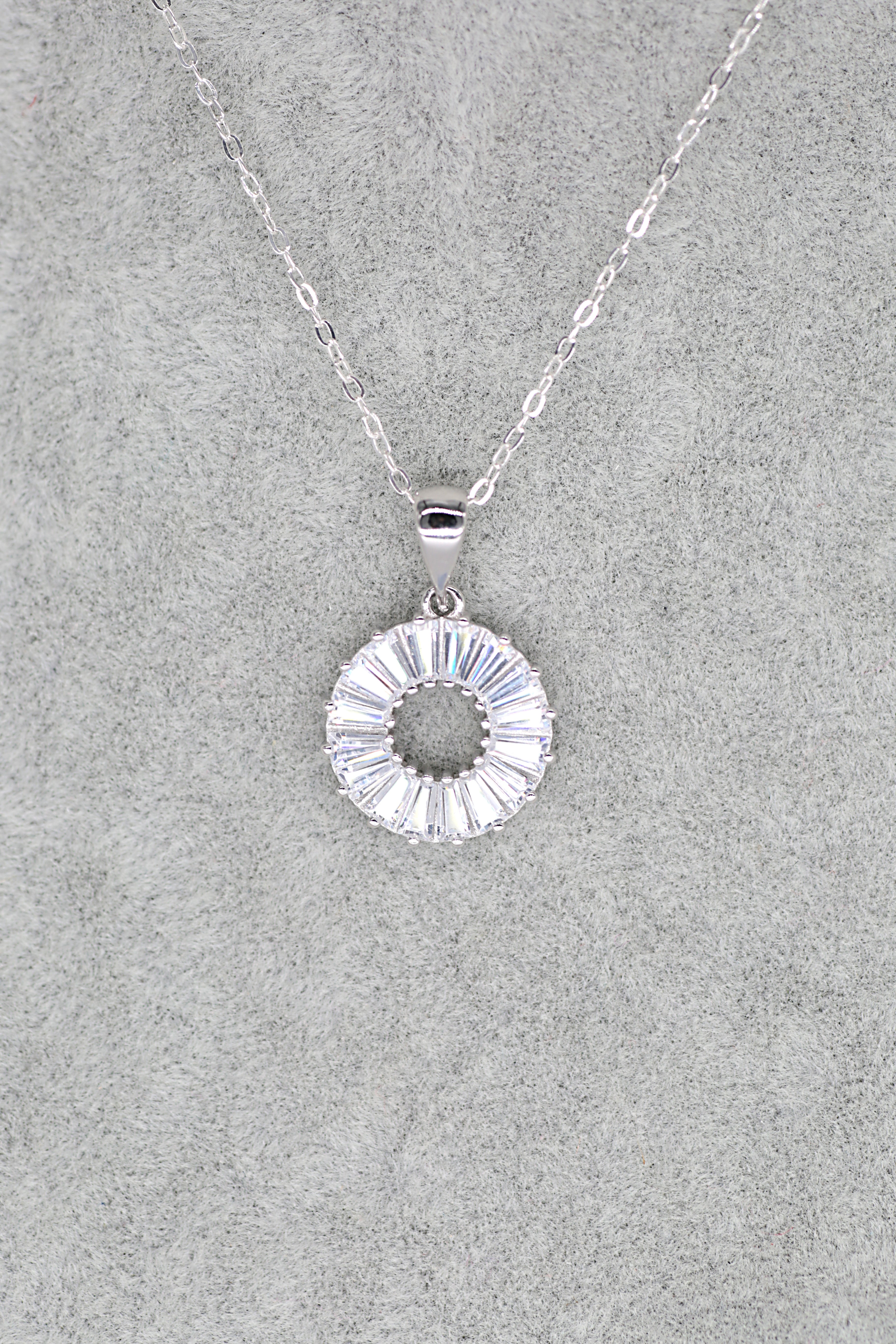 Round Ring Crystal Pendant Sterling Silver