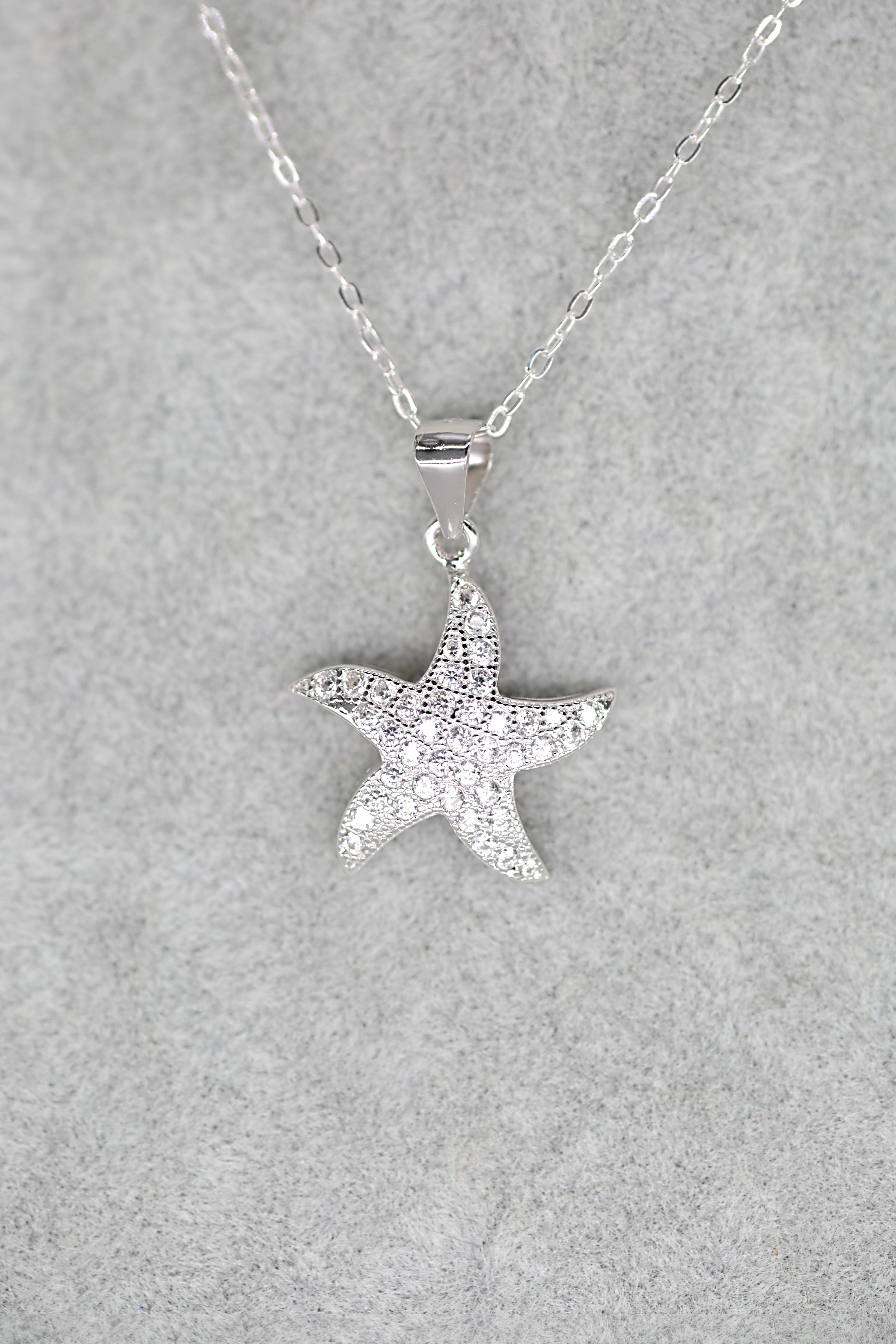 Starfish Crystal Pendant Sterling Silver