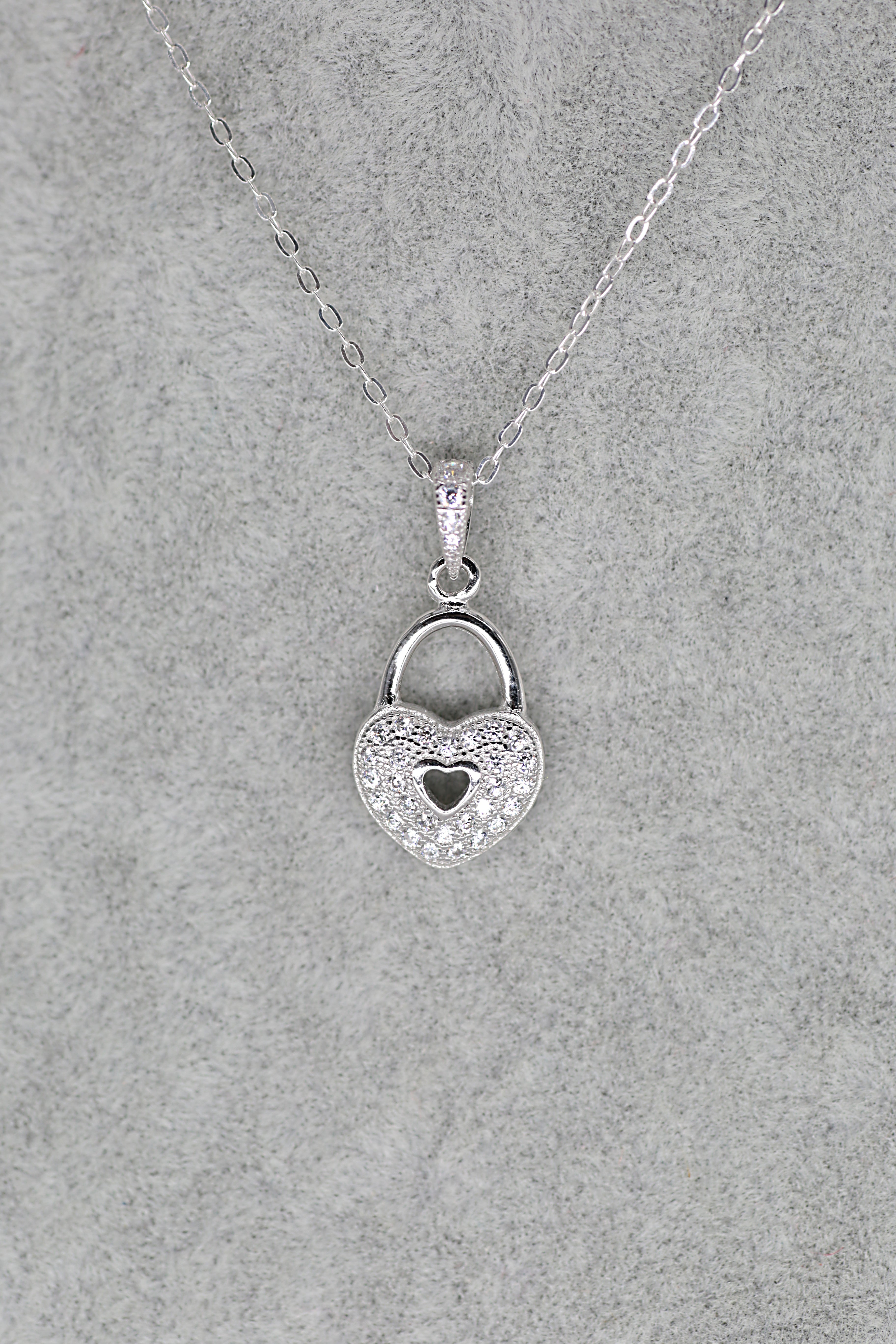 Heart Padlock Pendant Sterling Silver