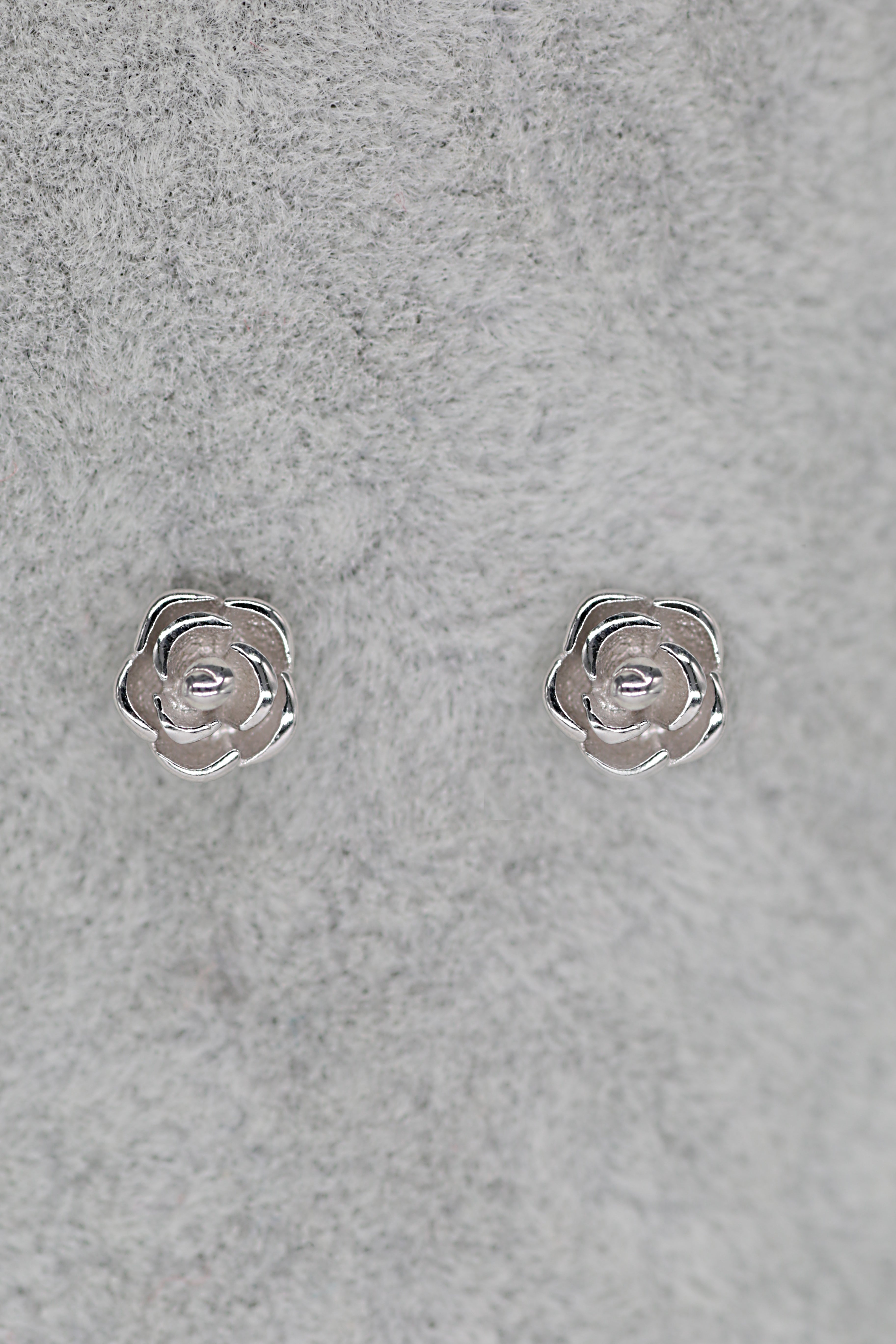 Rose Stud Earrings Sterling Silver