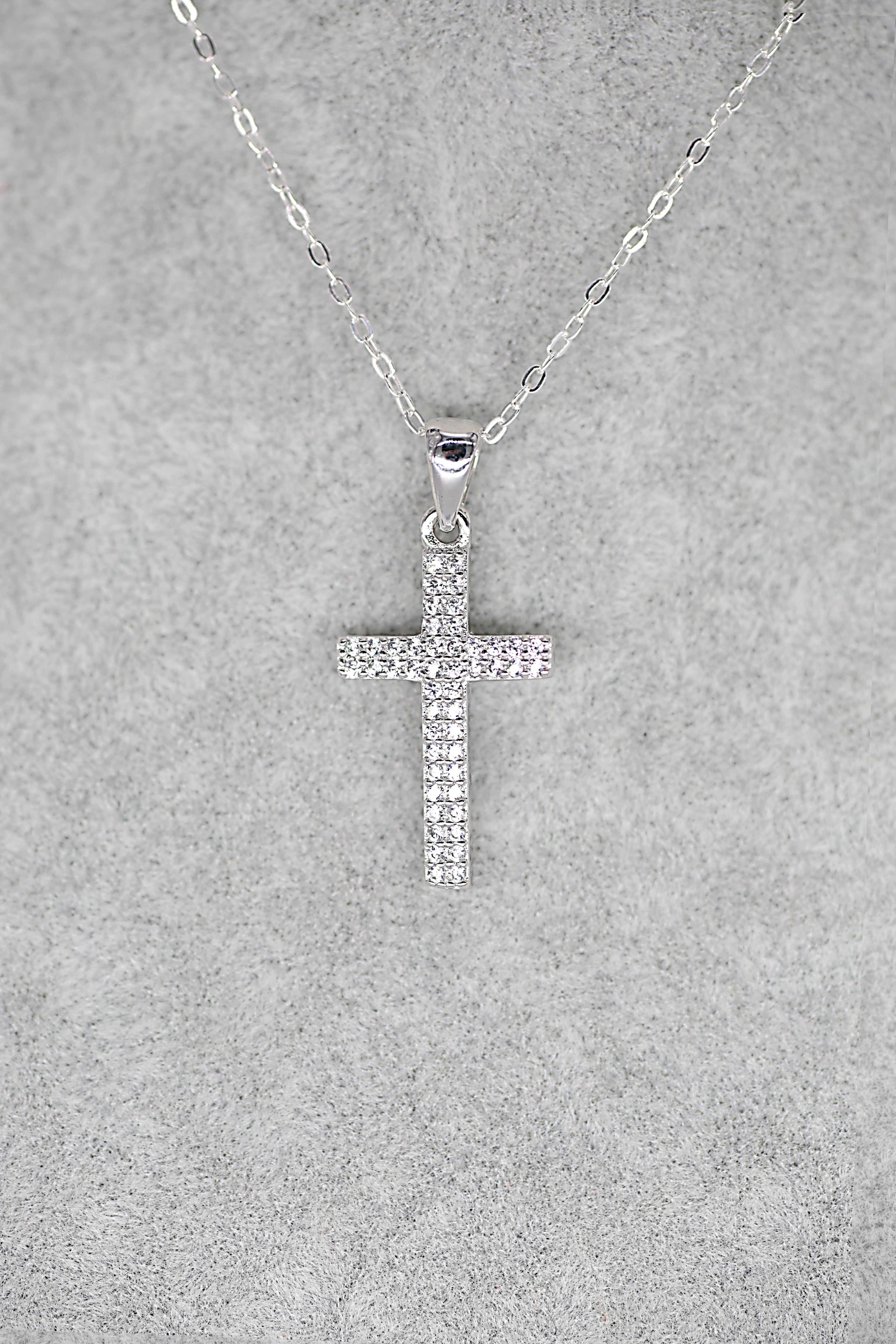 Cross Crystal Pendant Sterling Silver
